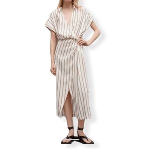 Zara striped draped midi dress